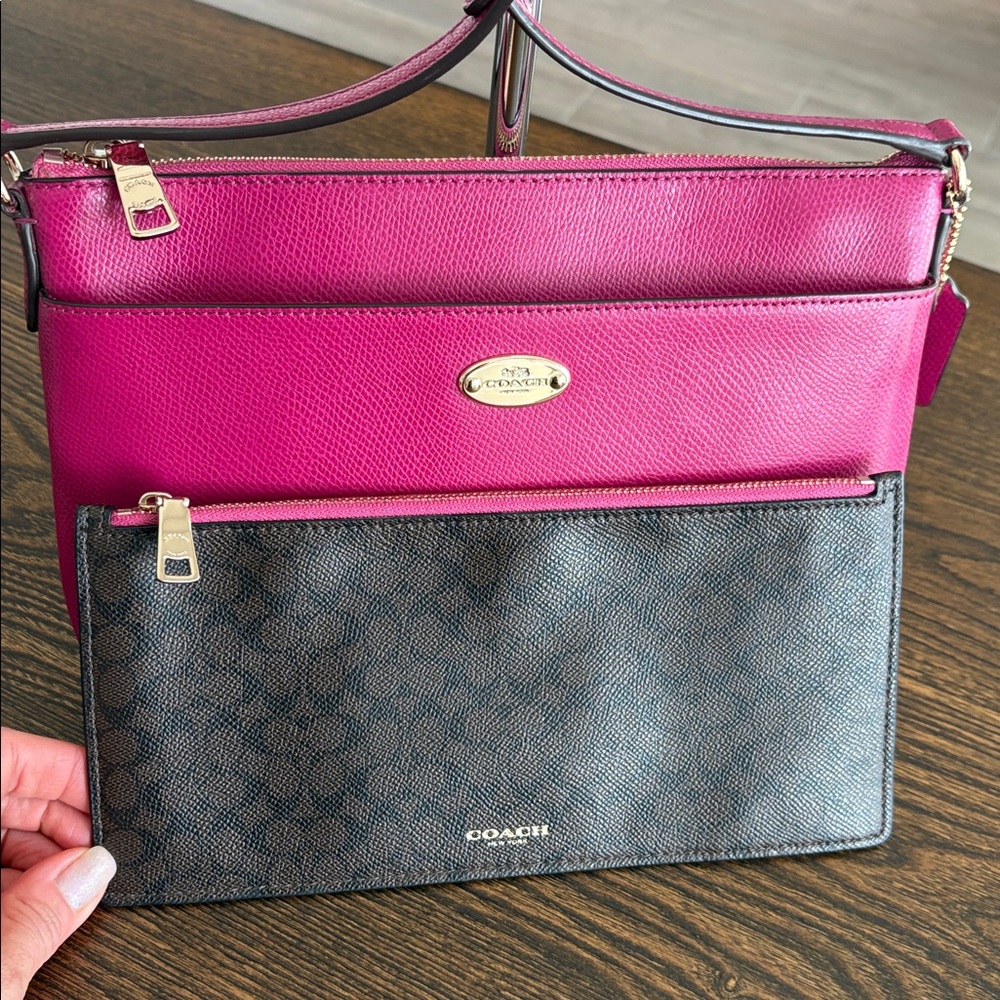 Coach East/West Pop Sunset Red Crossbody Including Removable Coach Pouch - Picture 8 of 12